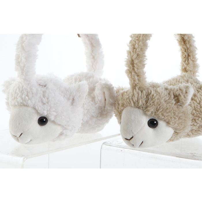 DKD Home Decor Orejera Kids Colección Ovejitas Poliéster Blanco y Marrón Claro 14x20x18 cm (4 Unidades) 2 DKD Home Decor Orejera Kids Colección Ovejitas Poliéster Blanco y Marrón Claro 14x20x18 cm (4 Unidades) 2
