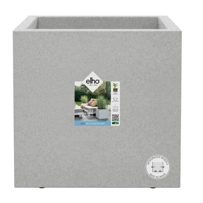 Jardinera Elho Vivo Next Square 40 - Gris - Ø 39 x H 38 cm - interior/exterior - 100% reciclado