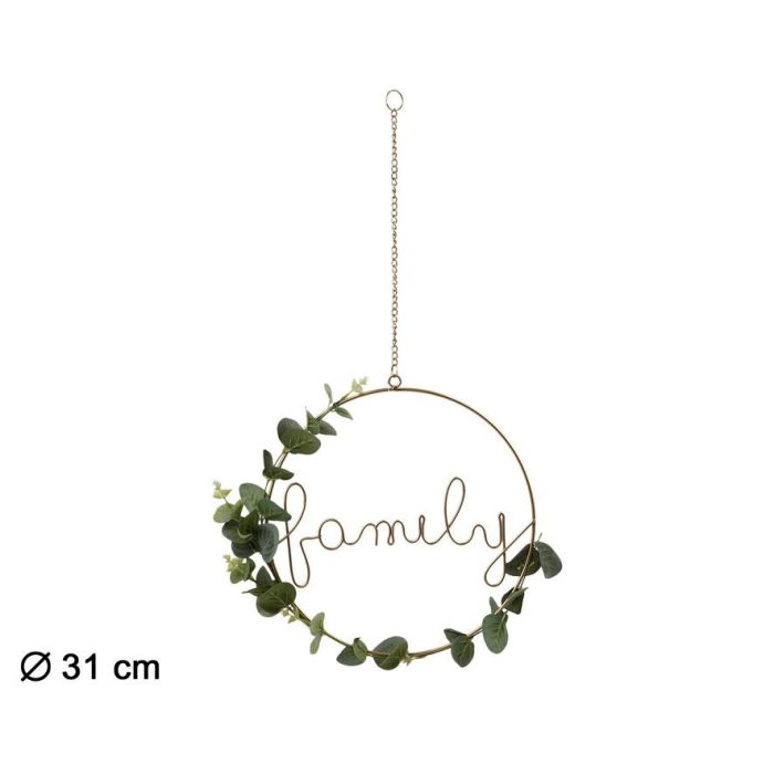 Golden pink collection Colgante Decorativo Family Metal Dorado con Hojas 31 cm Diámetro