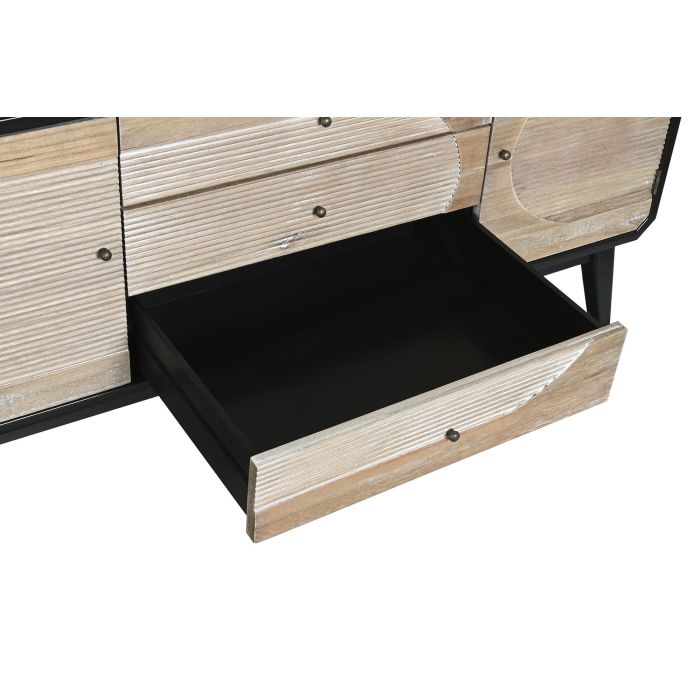 DKD Home Decor Mueble TV Moderno Madera Negro Natural 3 Cajones 2 Puertas Ancho 120cm Fondo 50cm Alto 58cm 5 DKD Home Decor Mueble TV Moderno Madera Negro Natural 3 Cajones 2 Puertas Ancho 120cm Fondo 50cm Alto 58cm 5