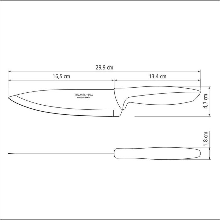Tramontina Cuchillo Chef Plenus Negro 180 mm Acero Inoxidable