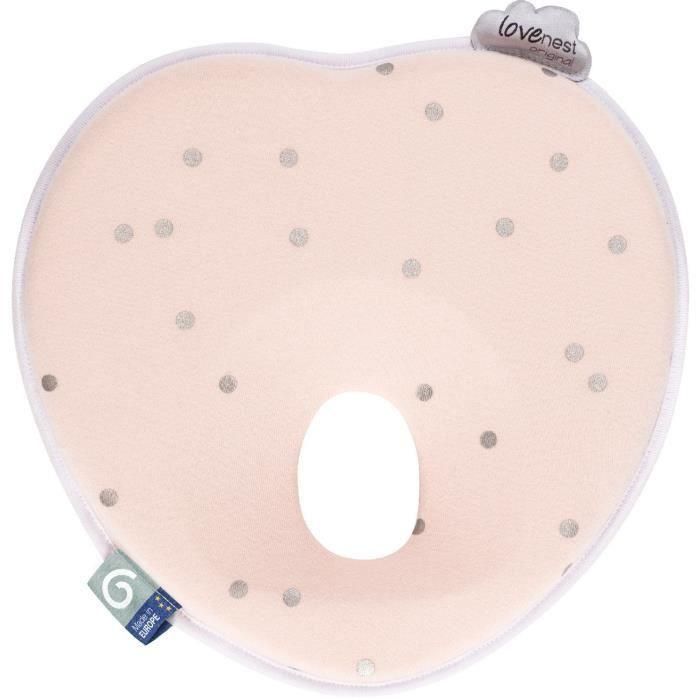 Babymoov Lovenest Soporte Ergonómico para Cabeza Plana de Bebé, Previene Plagiocefalia, Algodón Suave Transpirable Desde Nacimiento, Rosa