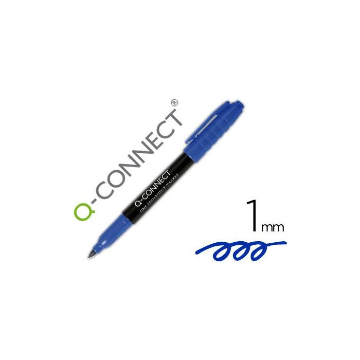 Rotulador Q-Connect Para Cd-Dvd Punta Fibra Permanente Azul Punta Redonda 1 mm 10 unidades