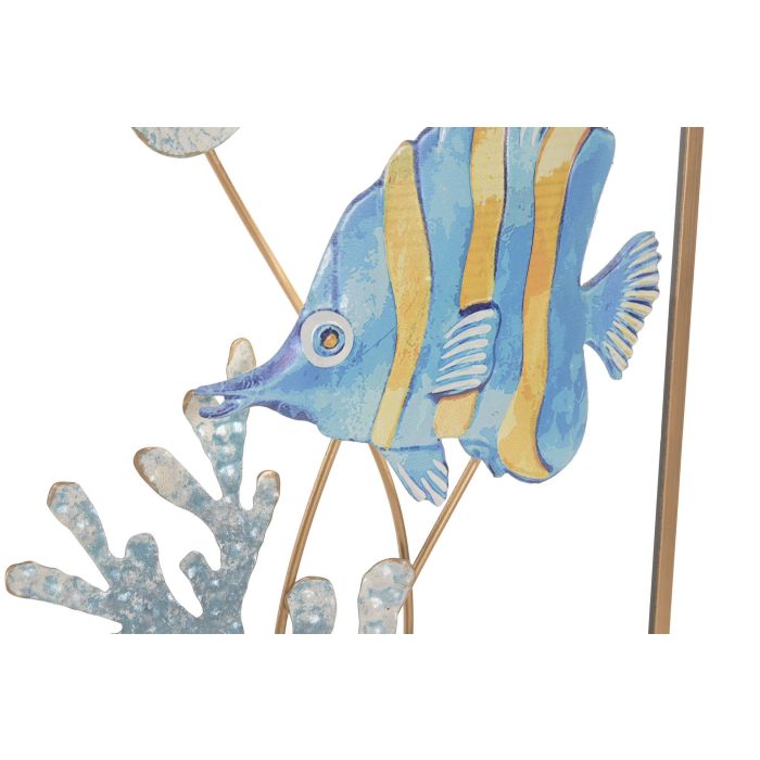 Decoracion Pared Mediterraneo DKD Home Decor Azul Dorado 2.5 x 74 x 29 cm (4 Unidades) 2