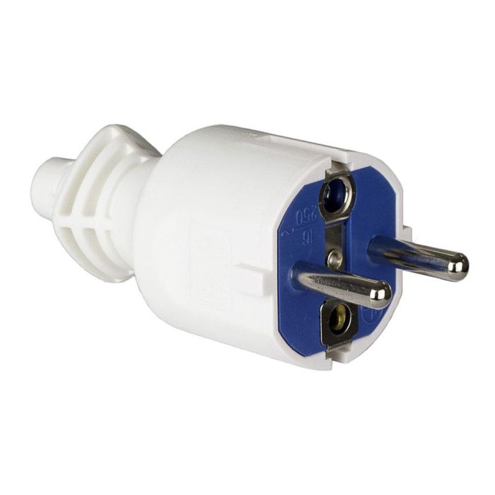 Clavija 2p+t, 16a 250v pvc color blanco. sujetacables abatible solera 706cb Clavija 2p+t, 16a 250v pvc color blanco. sujetacables abatible solera 706cb