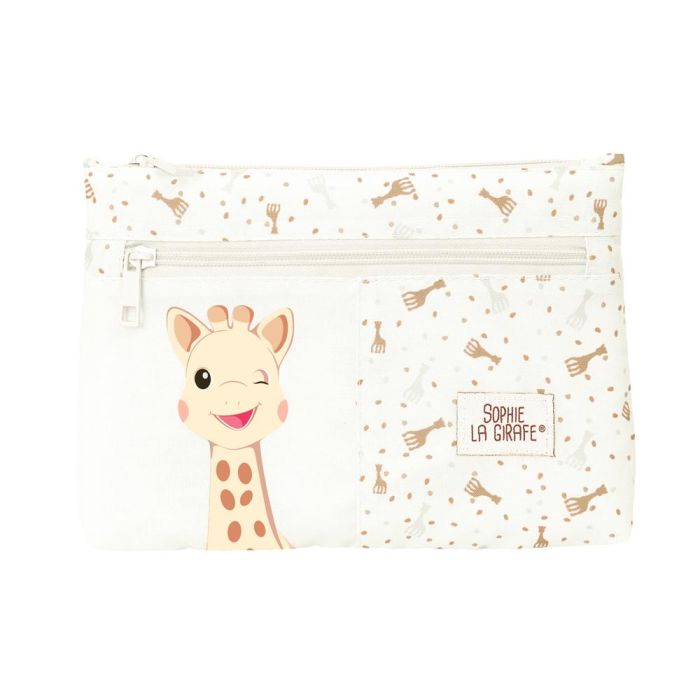 Bolso Escolar Portatodo Safta Grande 2 Cremallera Reciclado Y Repelente Agua Sophie La Girafe Honey 160x230x30 mm