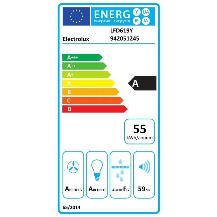 ELECTROLUX LFD619Y - Campana elevadora Breeze de extracción y reciclaje - 700 m³ / h - 67dB - 3 velocidades + 1 intensiva - L90cm - Negro 3