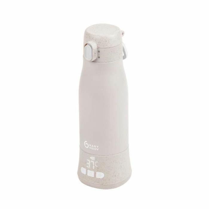 Babymoov BBM3661276184398 Calentador de biberones portátil Moov & Feed 340ml, beige mineral, control de temperatura, mantiene el calor