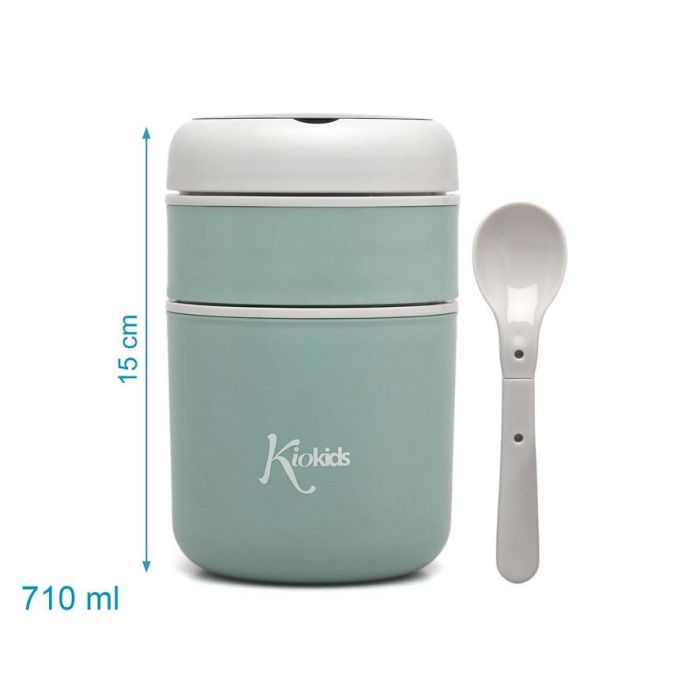 KioKids Termo 710 mL Acero Inoxidable Doble Compartimento para Sólidos y Papillas Mantiene Temperatura 4h Cuchara Bebés Verde Salvia 3 KioKids Termo 710 mL Acero Inoxidable Doble Compartimento para Sólidos y Papillas Mantiene Temperatura 4h Cuchara Bebés Verde Salvia 3