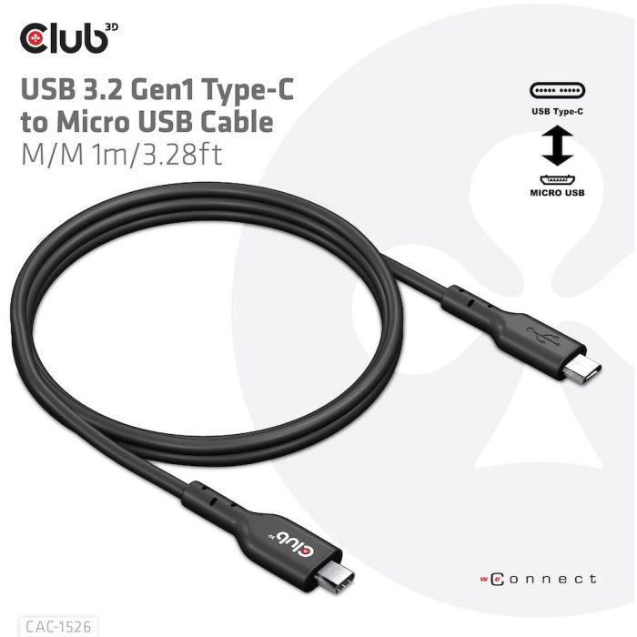 Club3D Kabel USB 3.2 Tipo C a Micro USB 1m Macho/Macho 2 Club3D Kabel USB 3.2 Tipo C a Micro USB 1m Macho/Macho 2