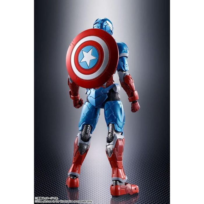 Tamashii Nations Figura Marvel Tech On Avengers Capitán América Edición Eiichi Shimizu 15.5cm S.H.Figuarts Collaboration 2