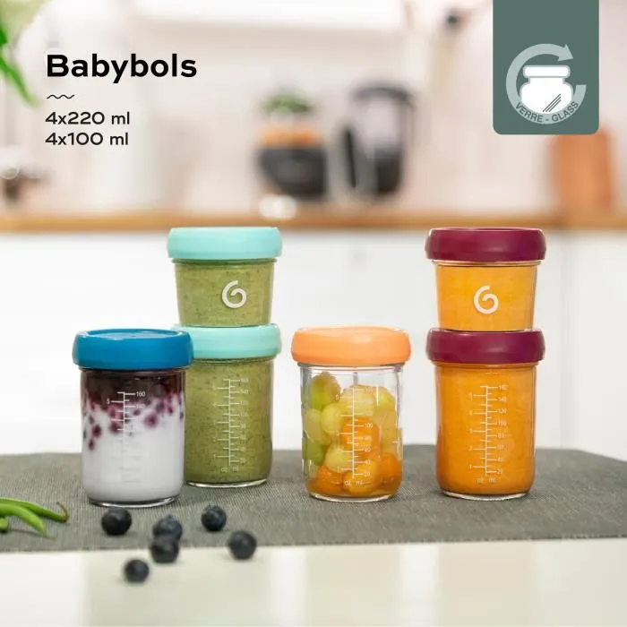 Babymoov Babybols - Frascos de Vidrio Herméticos 120ml y 240ml - Pack 8 Unidades 1