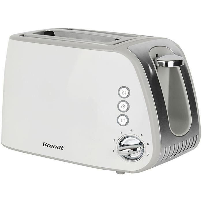 Tostadora - BRANDT - T02T1050W - 2 ranuras - 7 niveles de potencia - Cajón recogemigas - Blanco Tostadora - BRANDT - T02T1050W - 2 ranuras - 7 niveles de potencia - Cajón recogemigas - Blanco