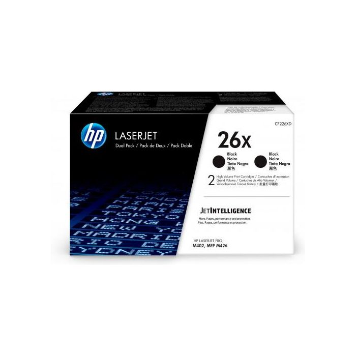 HP Toner Negro Laserjet Pro M402Dn M402N M402D M426Dw M426Fdn M426Fdw 26X Pack 2 1