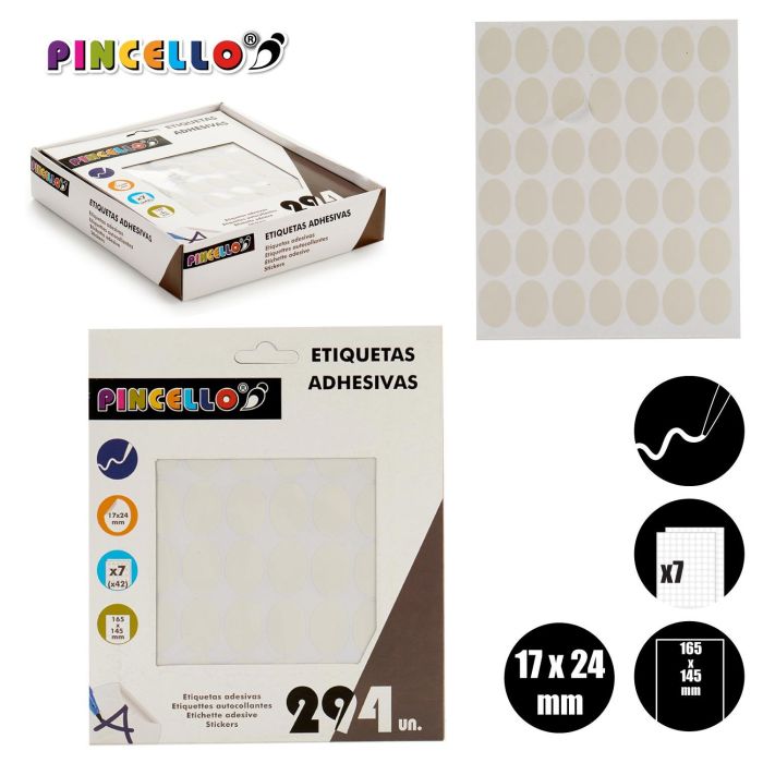 Etiquetas Adhesivas 17X24Mm Oval 7 Pags Pincello (120 Unidades) 3 Etiquetas Adhesivas 17X24Mm Oval 7 Pags Pincello (120 Unidades) 3