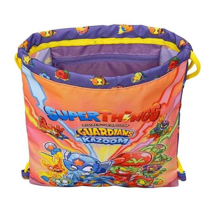 Bolsa Mochila con Cuerdas SuperThings Guardians of Kazoom Amarillo Morado 26 x 34 x 1 cm 3