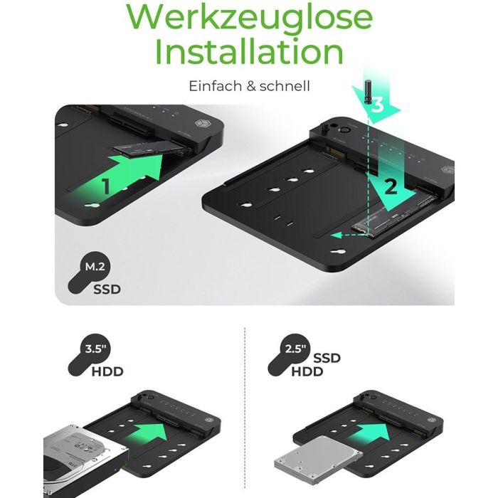 ICY BOX Dockingstation 6.4cm (2.5) & SATA & M.2 NVMe - USB 3.2 1