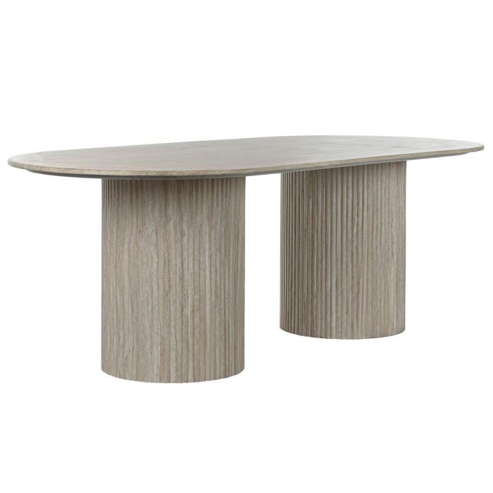 Mesa Ovalada Comedor Moderno DKD Home Decor Beige Blanco 100 x 75 x 220 cm