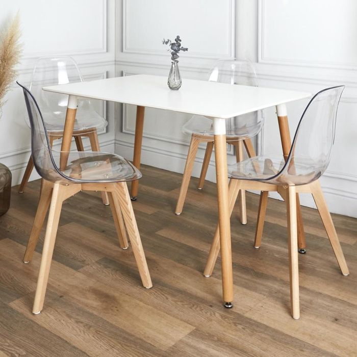 Home Deco Factory Mesa Rectangular Essentiel Blanca Madera Metal Polipropileno 115x75 cm h.74 cm 1