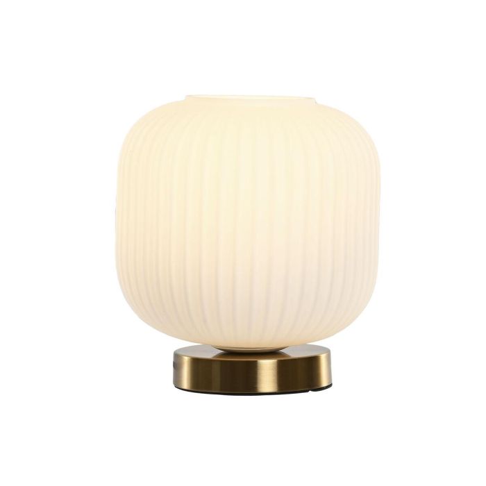 DKD Home Decor Lámpara de Sobremesa Moderna de Cristal y Metal Blanco y Dorado 20x20x21 cm 0 DKD Home Decor Lámpara de Sobremesa Moderna de Cristal y Metal Blanco y Dorado 20x20x21 cm 0