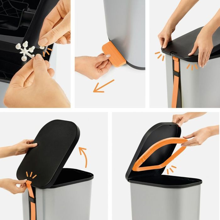 Cubo de Basura con Pedal Rotho Ribo White Blanco Plástico 35 L 5