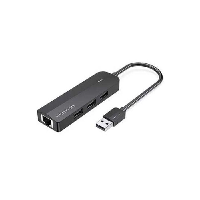Vention CHPBB Docking Station USB 2.0 con 3 Puertos USB-A, 1xMicro USB PD, 1xRJ45 Ethernet 10/100Mbps Negro