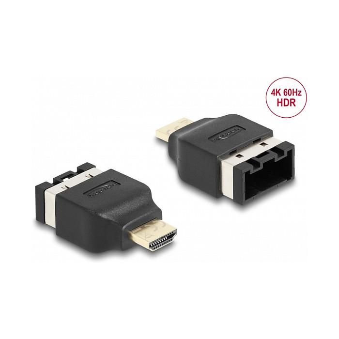 DeLOCK Adaptador HDMI-A macho a HDMI-E hembra para automóvil, 4K 60 Hz, 3840x2160, HDCP, Contactos chapados en oro, Negro 1