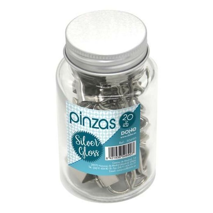 Pinzas DOHE SILVER GLOSS Plateado Metal 19 mm 20 Piezas (6 Unidades) 1 Pinzas DOHE SILVER GLOSS Plateado Metal 19 mm 20 Piezas (6 Unidades) 1