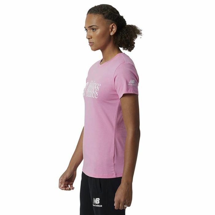 Camiseta de Manga Corta Mujer New Balance Essentials Celebrate Rosa 2