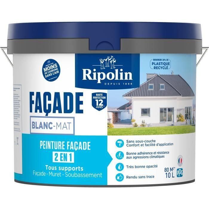 Ripolin 474646 Pintura para Fachadas Clásica 2 en 1 Blanco Mate 10 L