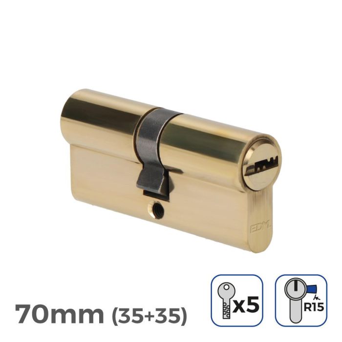 Cilindro latón 70mm (35+35mm) leva larga r15 con 5 llaves de seguridad incluidas Cilindro latón 70mm (35+35mm) leva larga r15 con 5 llaves de seguridad incluidas