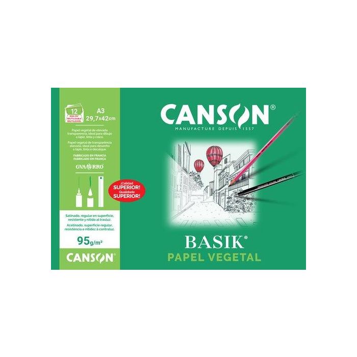 Canson Minipack Vegetal Basik 12 Hojas 29,7x42 cm