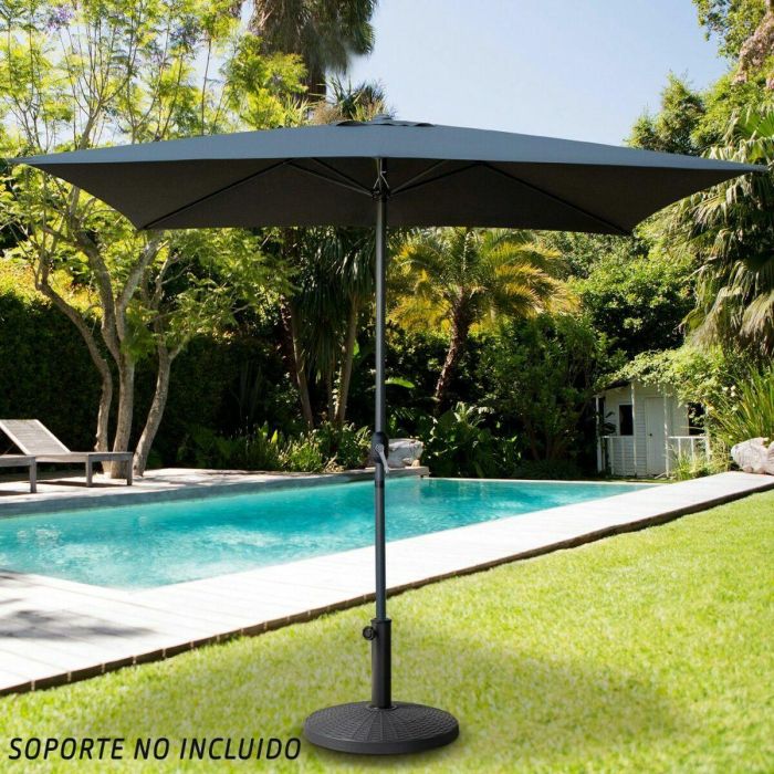 Color Baby Parasol Terraza 300 cm con Chimenea y Mástil de Aluminio 4,8 cm Color Antracita 1