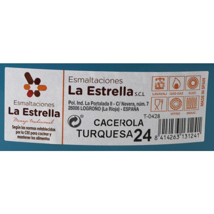 Cacerola Esmaltada con Tapa 24 cm Turquesa - La Estrella (6 Unidades) 1 Cacerola Esmaltada con Tapa 24 cm Turquesa - La Estrella (6 Unidades) 1