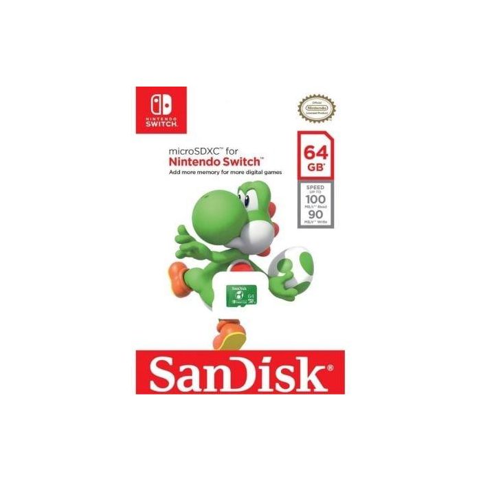 SanDisk Tarjeta de Memoria microSDXC 64GB para Nintendo Switch SDSQXAT-064G-GN6ZN UHS-I Clase 10 100MBs 1