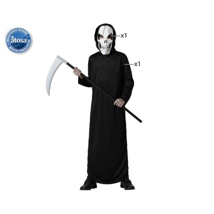 Disfraz Fantasma Negro de Halloween para Niño 10-12 Años - Incluye Túnica con Capucha y Máscara Integrada, Poliéster Disfraz Fantasma Negro de Halloween para Niño 10-12 Años - Incluye Túnica con Capucha y Máscara Integrada, Poliéster