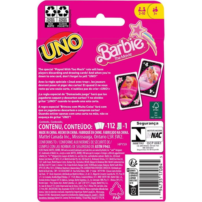 Uno Juego De Cartas Barbie The Movie HPY59 Mattel Games +7 Años 4