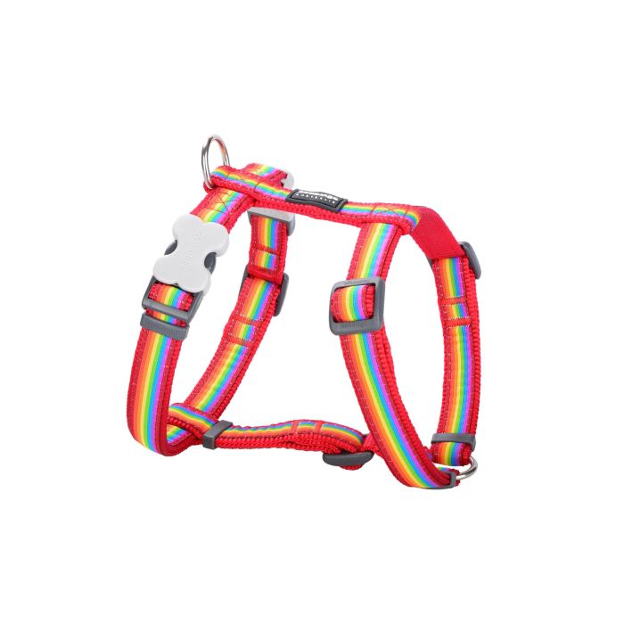 Red Dingo Arnés para Perros Style Rainbow 15mm Nylon de Alta Calidad Robusto Cuello 30-48cm Cuerpo 36-54cm