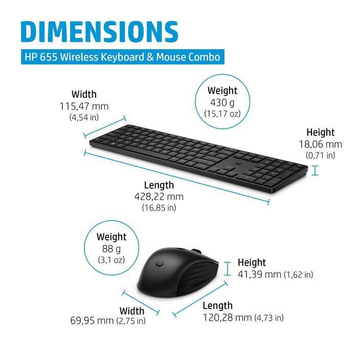 HP 655 Teclado y Ratón Inalámbricos Combo – Diseño Sueco, 20+ Teclas Personalizables, Preciso, Reciclado, Limpieza Fácil 11 HP 655 Teclado y Ratón Inalámbricos Combo – Diseño Sueco, 20+ Teclas Personalizables, Preciso, Reciclado, Limpieza Fácil 11