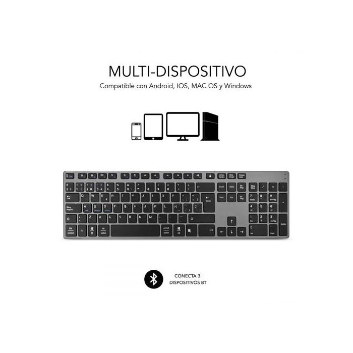 SUBBLIM Teclado Wireless Bluetooth Aluminio Advance Extended Grey 1