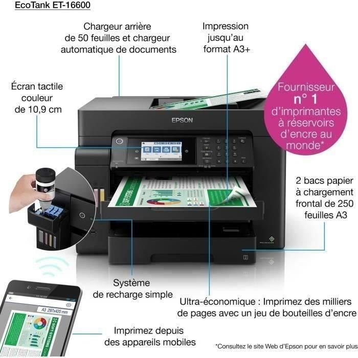 Impresora multifunción 4 en 1 - EPSON - Ecotank ET-16600 - Inyección de tinta - A3/A4 - Color - Wi-Fi - C11CH72401 3