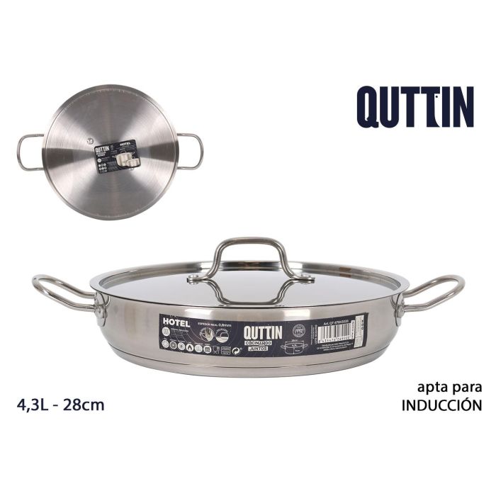 Cacerola Baja con Tapa Acero Inoxidable 28 cm 4.3L Quttin (2 Unidades) Cacerola Baja con Tapa Acero Inoxidable 28 cm 4.3L Quttin (2 Unidades)