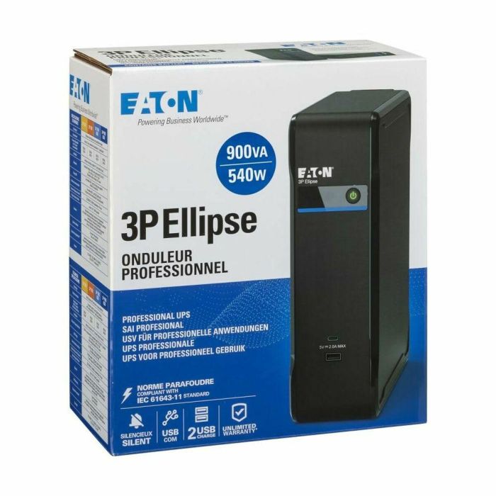 Eaton 3P Ellipse 3P900UI SAI para PC Profesional o Terminal Punto de Venta, Protección contra Sobretensiones, 900VA - 840W