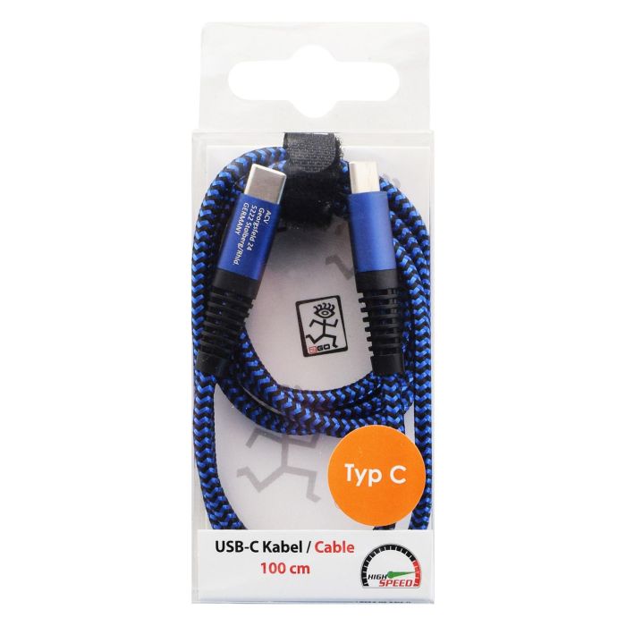2GO Cable USB 3.2 Gen 1, USB-C a USB-C 1m Azul, Nylon, 797194 1 2GO Cable USB 3.2 Gen 1, USB-C a USB-C 1m Azul, Nylon, 797194 1