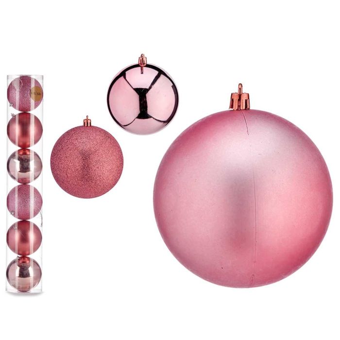 Set 6 Bolas Navidad Rosa 12 cm Krist+ (6 Unidades) Set 6 Bolas Navidad Rosa 12 cm Krist+ (6 Unidades)
