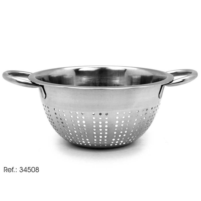 Kinvara Colador de Acero Inoxidable con Asas 21 cm de Diámetro - Utensilio de Cocina para Escurrir Alimentos Color Plata (24 Unidades)