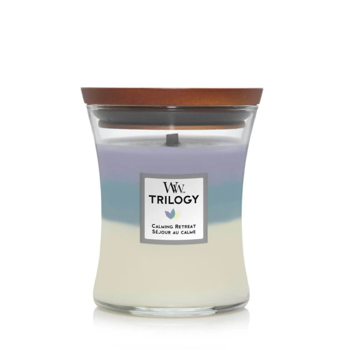 Woodwick Vela Aromática Trilogy Medium Calming Retreat 275 gr