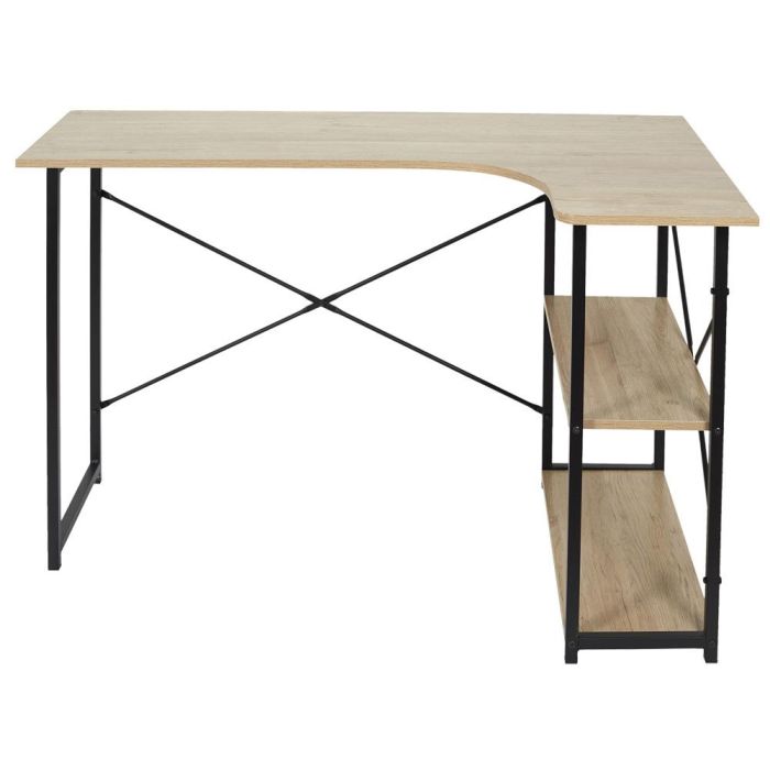 Home Deco Factory Escritorio Esquinero Job Negro Colección Industriel, Madera con Patas Negras, 120x74 cm 1