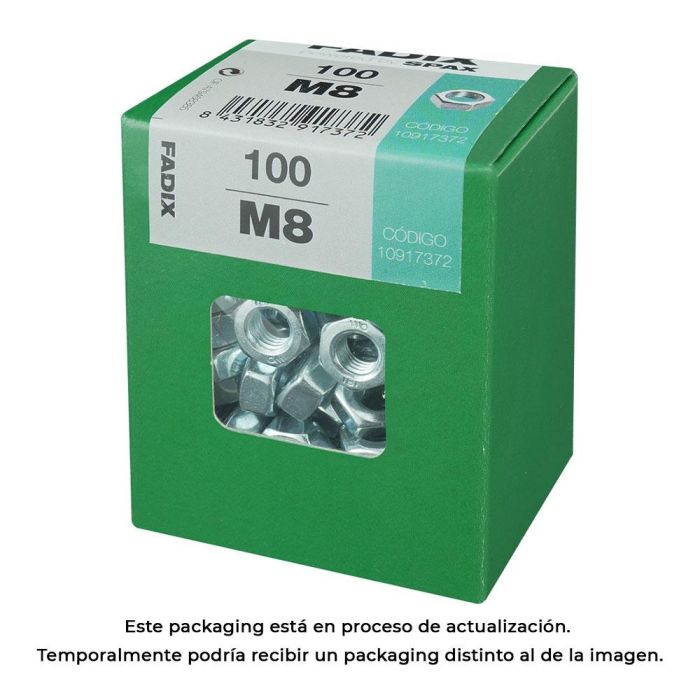 Fadix Tuerca de Acero Cincado M8, Caja con 100 Unidades 0 Fadix Tuerca de Acero Cincado M8, Caja con 100 Unidades 0