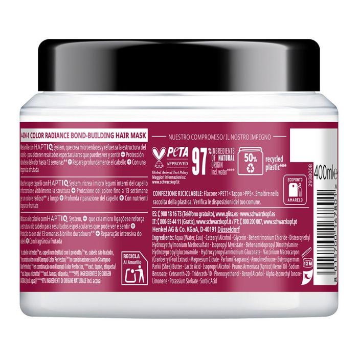 Schwarzkopf Mass Market GLISS COLOR PERFECTOR Mascarilla Cabello Teñido y Mechas 400 ml 1